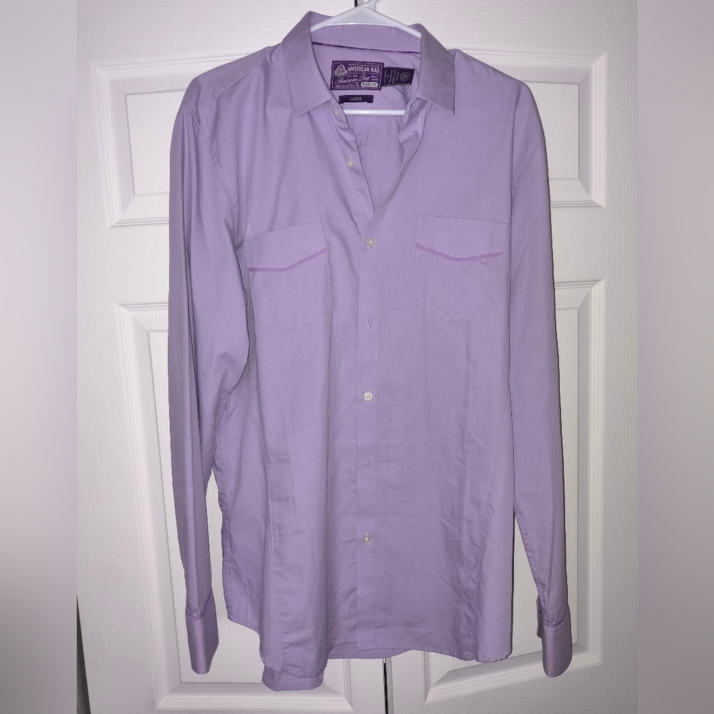 Rare nwot  American rag purple violet mens button down casual button down shirt - Picture 10 of 16